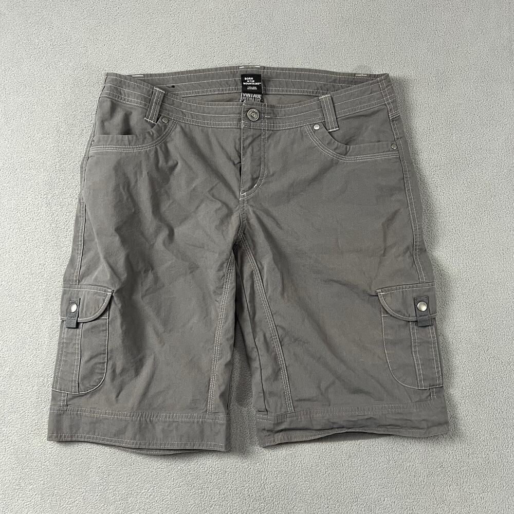 Kuhl Legendary Shorts Women’s 14 Gray Cargo Nylon Blend Hiking Camping Outdoors